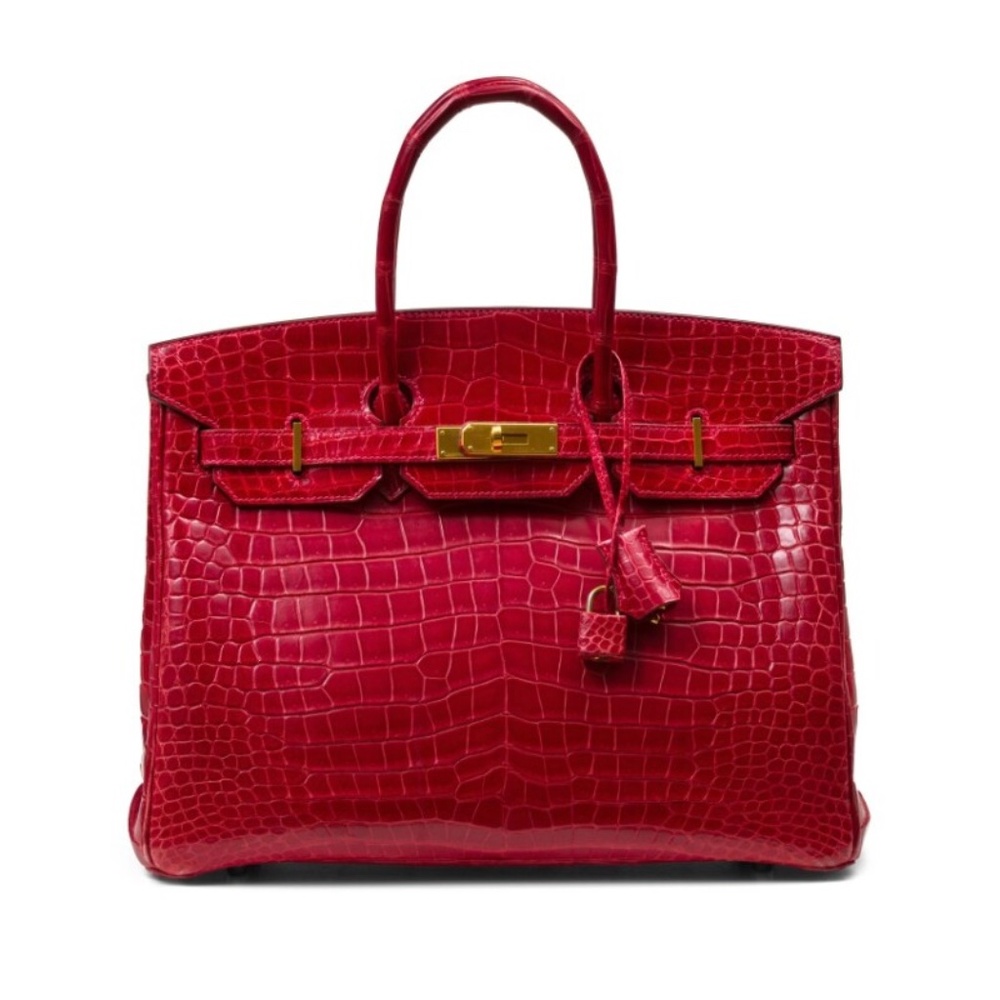 Hermès Braise Shiny Porosus Crocodile Birkin 35 Gold Hardware